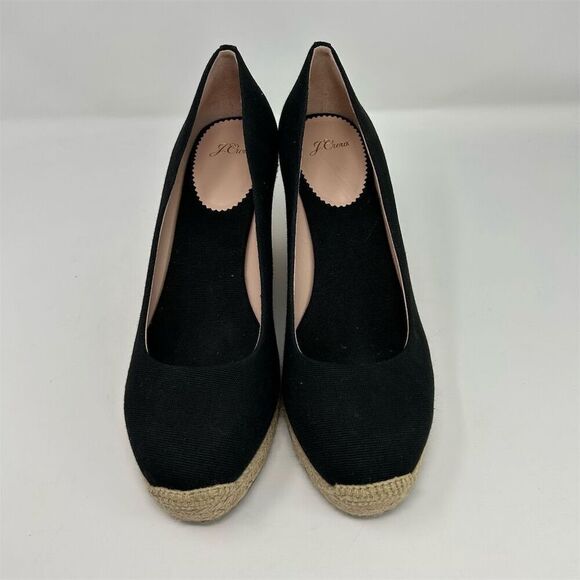 J.Crew Women's Espadrille Wedge Heels Size 12 Black Canvas Casual Comfort - Picture 4 of 12